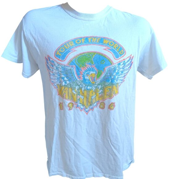 Men's T-shirt Medium Van Halen 1984 Tour Of The World T-Shirt 100% Cotton - Picture 2 of 3